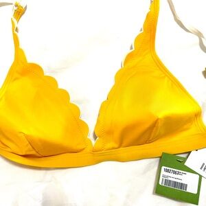 Kate Spade yellow and white scalloped bikini limone top M